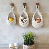 Cotton Rope Woven Storage Basket Wall Mount Fruit Vegetable Organizer Container - Mini - Extra Image