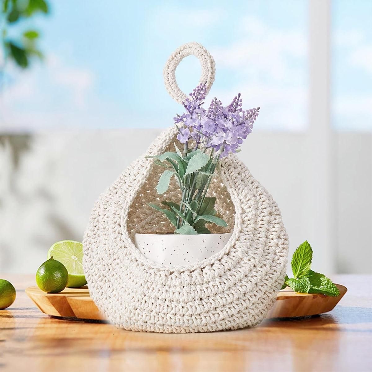 Cotton Rope Woven Storage Basket Wall Mount Fruit Vegetable Organizer Container - Mini