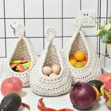 Cotton Rope Woven Storage Basket Wall Mount Fruit Vegetable Organizer Container - XL - Top-Down View