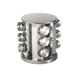 Stainless Steel Rotating Spice Rack Organizer Kitchen Seasoning Jar Holder Use - Front View