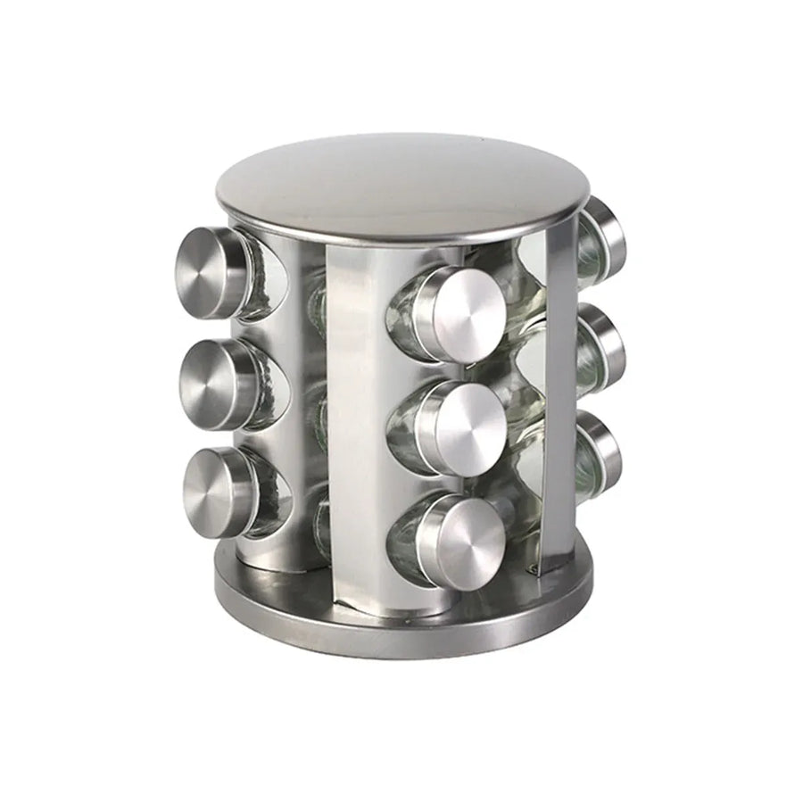 Stainless Steel Rotating Spice Rack Organizer Kitchen Seasoning Jar Holder Use