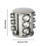 Stainless Steel Rotating Spice Rack Organizer Kitchen Seasoning Jar Holder Use - Side View