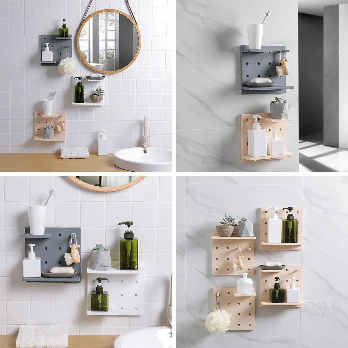 4PCS Pegboard Storage Rack Hanging Shelf Durable Space Saving