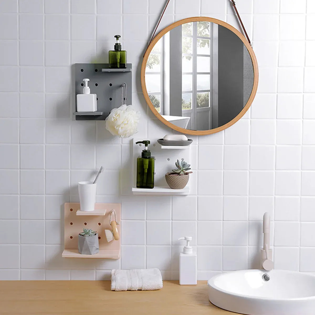 4PCS Pegboard Storage Rack Hanging Shelf Durable Space Saving