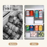 Refrigerator Hanging Drink Organizer Can Holder for Space Saving Kitchen Storage - Low Angle
