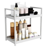 Multi-layer Cosmetic Storage Rack Desktop Organizer for Bathroom Dormitory Use - Black - Rear View