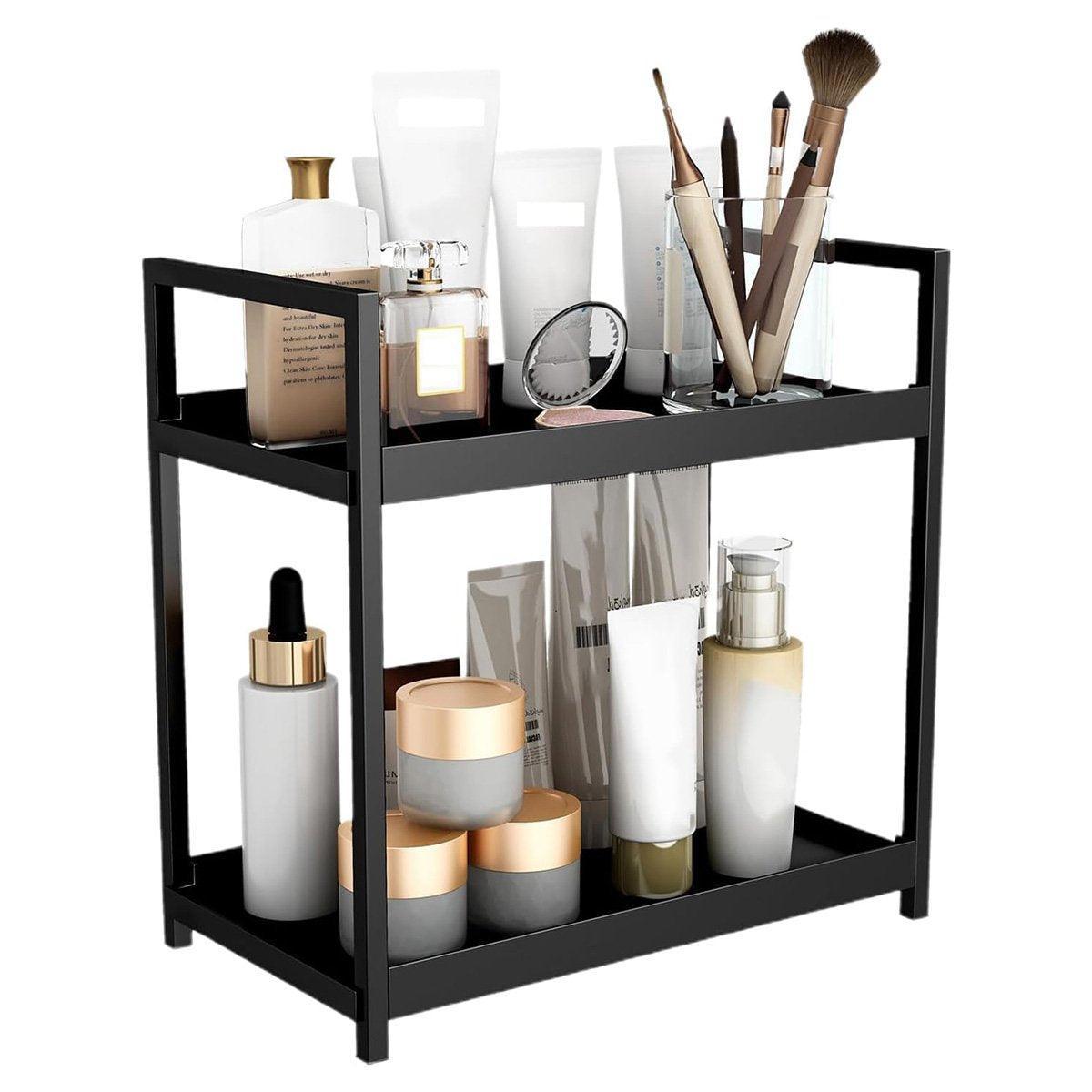 Multi-layer Cosmetic Storage Rack Desktop Organizer for Bathroom Dormitory Use - Black
