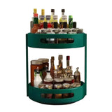2 Layer Rotating Seasoning Rack Kitchen Organiser Storage Stand - Front View
