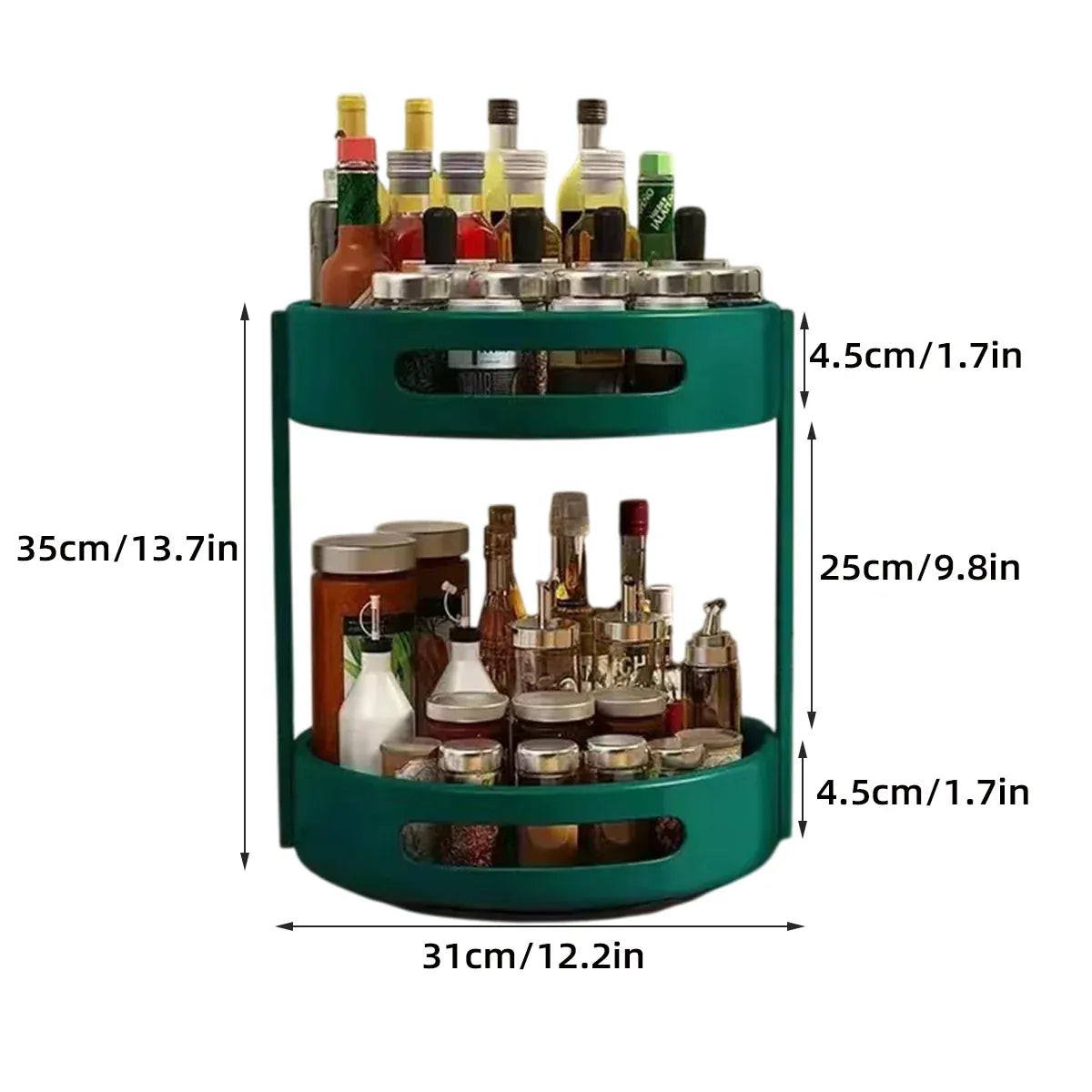 2 Layer Rotating Seasoning Rack Kitchen Organiser Storage Stand