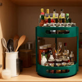 2 Layer Rotating Seasoning Rack Kitchen Organiser Storage Stand - Close-Up Angle