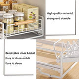 Pull Out Kitchen Storage Rack Basket Drawer Dish Organizer Slide Cabinet Shelf - White - Top-Down View