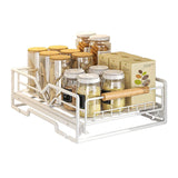 Pull Out Kitchen Storage Rack Basket Drawer Dish Organizer Slide Cabinet Shelf - White - Rear View