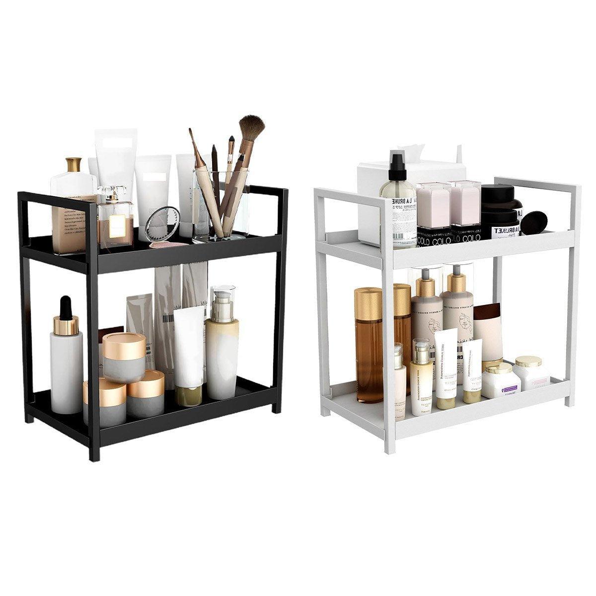Multi-layer Cosmetic Storage Rack Desktop Organizer for Bathroom Dormitory Use - White