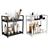 Multi-layer Cosmetic Storage Rack Desktop Organizer for Bathroom Dormitory Use - White - Front View