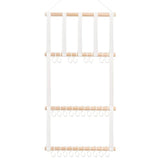 4 Tier Wooden Hair Clip Organizer Hanging Rack for Hair Clips and Ties Storage - Front View