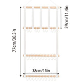 4 Tier Wooden Hair Clip Organizer Hanging Rack for Hair Clips and Ties Storage