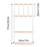 4 Tier Wooden Hair Clip Organizer Hanging Rack for Hair Clips and Ties Storage - Side View