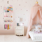 4 Tier Wooden Hair Clip Organizer Hanging Rack for Hair Clips and Ties Storage