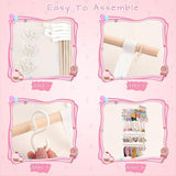 4 Tier Wooden Hair Clip Organizer Hanging Rack for Hair Clips and Ties Storage - 45-Degree Angle