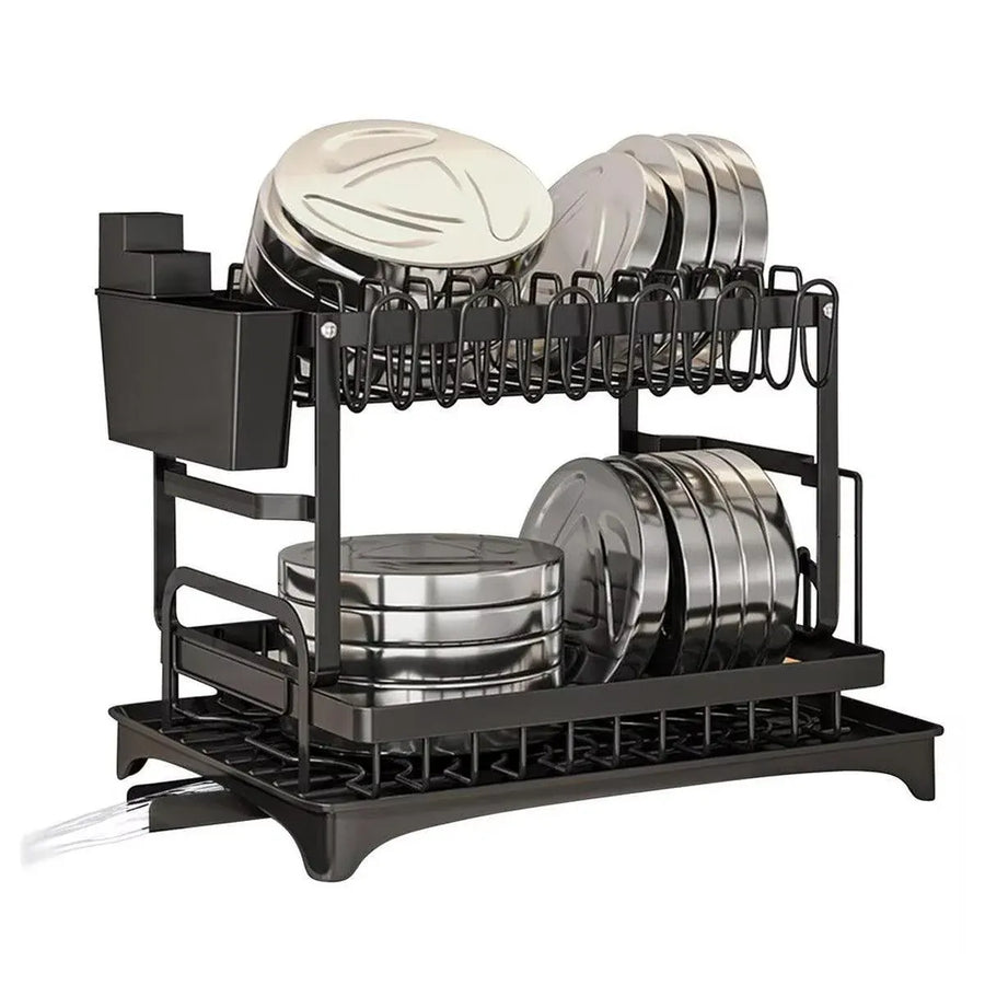 1-Piece Black Dish Drying and Storage Rack