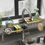 Adjustable Faucet Sink Shelf Drainage Rack Kitchen Storage Organizer for Home - Low Angle