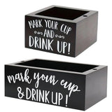 Disposable Paper Cup Storage Box Organizer Rack for Kitchen Cup Holder Storage - Square - Side View