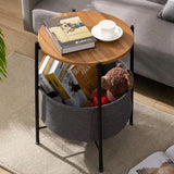 Round Side Table Bedside Storage Basket Modern Home Table with Storage Organizer - Extra Image