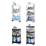 Multi Layer Rolling Storage Cart Kitchen Bathroom Organizer Shelf with Wheels - 3-Black - Side View