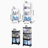 Multi Layer Rolling Storage Cart Kitchen Bathroom Organizer Shelf with Wheels - 3-Black - Top-Down View