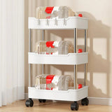 Multi Layer Rolling Storage Cart Kitchen Bathroom Organizer Shelf with Wheels - 3-Black - Extra Image