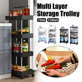 Multi Layer Rolling Storage Cart Kitchen Bathroom Organizer Shelf with Wheels - 3-Black - Extra Image