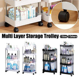 Multi Layer Rolling Storage Cart Kitchen Bathroom Organizer Shelf with Wheels - 4-Black - Front View