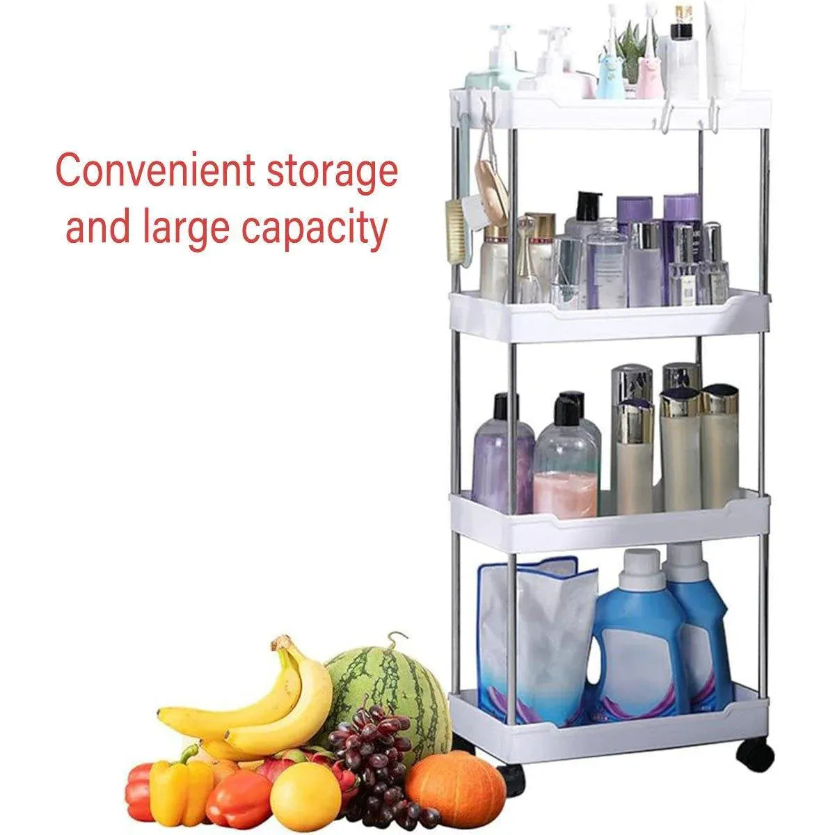 Multi Layer Rolling Storage Cart Kitchen Bathroom Organizer Shelf with Wheels - 4-Black