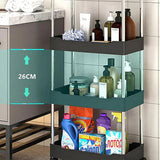 Multi Layer Rolling Storage Cart Kitchen Bathroom Organizer Shelf with Wheels - 4-Black - Rear View