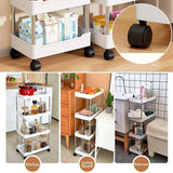 Multi Layer Rolling Storage Cart Kitchen Bathroom Organizer Shelf with Wheels - 4-Black - Extra Image