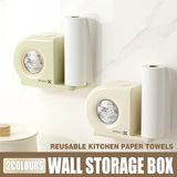 Wall Mounted Kitchen Storage Rack for Plastic Bags Rags Film Organizer Box Use - White - Front View