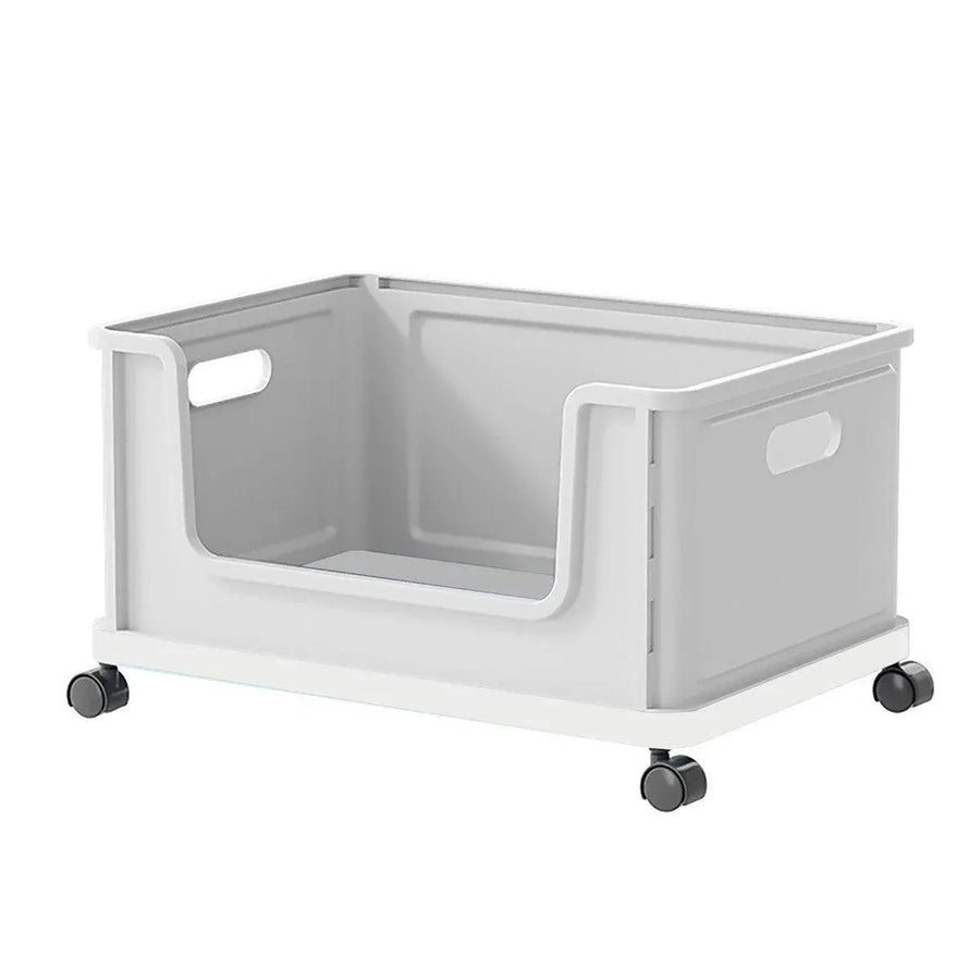 Under Desk Book Storage Box with Wheels Movable Classroom Student Organiser Rack - White