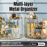 Round Multi-Tier Metal Storage Rack for Bathroom Vanity Kitchen Storage Rack - White