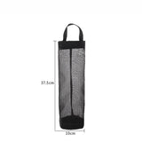 Hanging Mesh Bag Organizer Dispenser for Plastic or Trash Bags Storage Holder - Black - Side View
