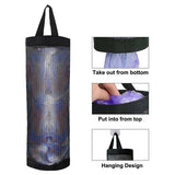 Hanging Mesh Bag Organizer Dispenser for Plastic or Trash Bags Storage Holder - Black - Top-Down View
