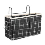 Hanging Bedside Storage Caddy with Pockets for Bunk Bed Dorm Couch Organizing - Black Grid