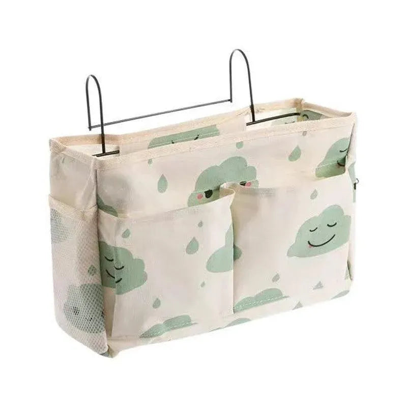 Hanging Bedside Storage Caddy with Pockets for Bunk Bed Dorm Couch Organizing - Blue Clouds