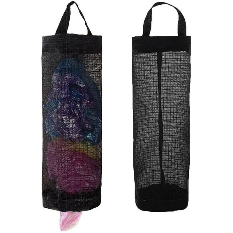 Hanging Mesh Bag Organizer Dispenser for Plastic or Trash Bags Storage Holder - Grey
