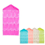 16 Pockets Hanging Wardrobe Storage Organizer Bag for Socks and Underwear - Rose Red - Front View