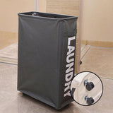 Large Foldable Laundry Washing Clothes Storage Bag Hamper Basket Bin Organiser - Black - 45-Degree Angle