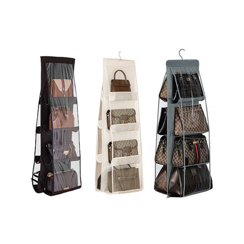 8 Pocket Double-sided Bag Handbag Storage Holder Hanging Organizer Shelf - Grey
