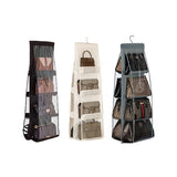 8 Pocket Double-sided Bag Handbag Storage Holder Hanging Organizer Shelf - Black - Front View