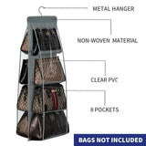 8 Pocket Double-sided Bag Handbag Storage Holder Hanging Organizer Shelf - Black - Side View