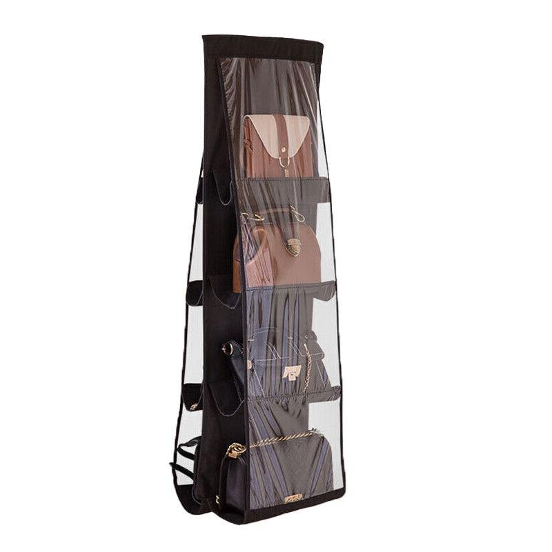 8 Pocket Double-sided Bag Handbag Storage Holder Hanging Organizer Shelf - Black