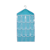 16 Pockets Hanging Wardrobe Storage Organizer Bag for Socks and Underwear - Cream - Rear View